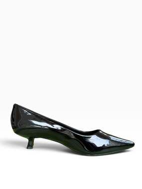 DKNY Black Patent Kitten Heel Pumps Pointed Toe Size 9